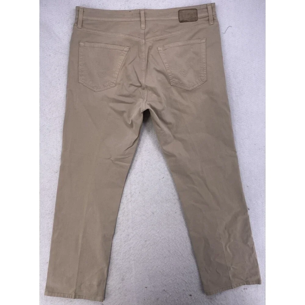 AG Adriano Goldschmied The Protege Straight Leg Pants 38x34 Khaki Tan Made in US